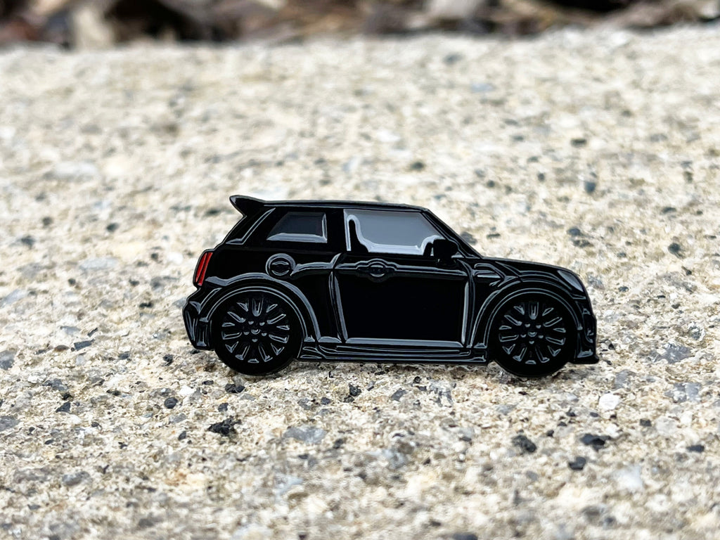 Black MINI Cooper S JCW soft enamel pin badge — alternate view