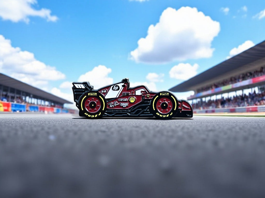 Ferrari SF-25 2025 F1 car soft enamel pin — angled view
