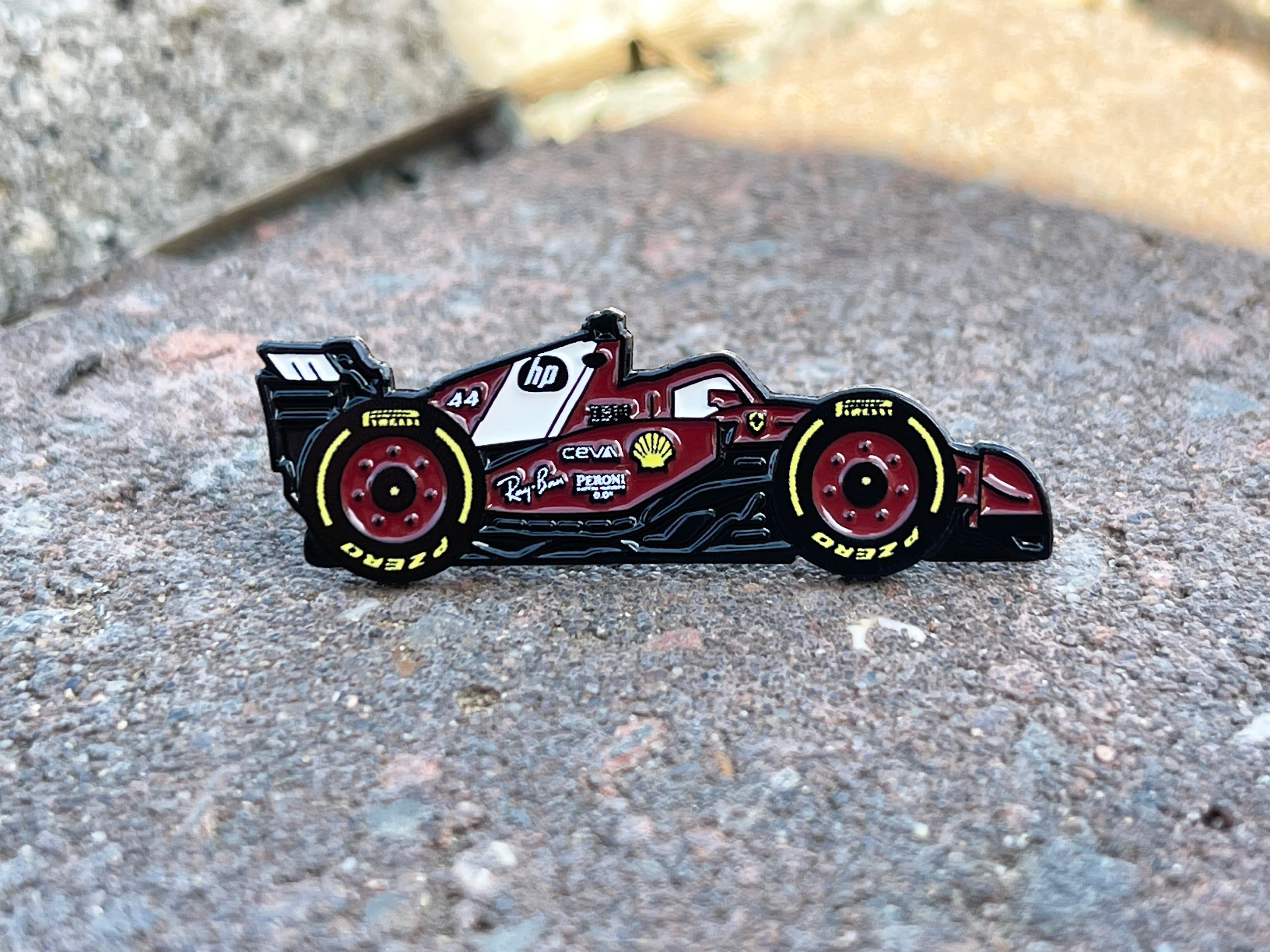 Ferrari SF-25 2025 F1 car soft enamel pin — detail view