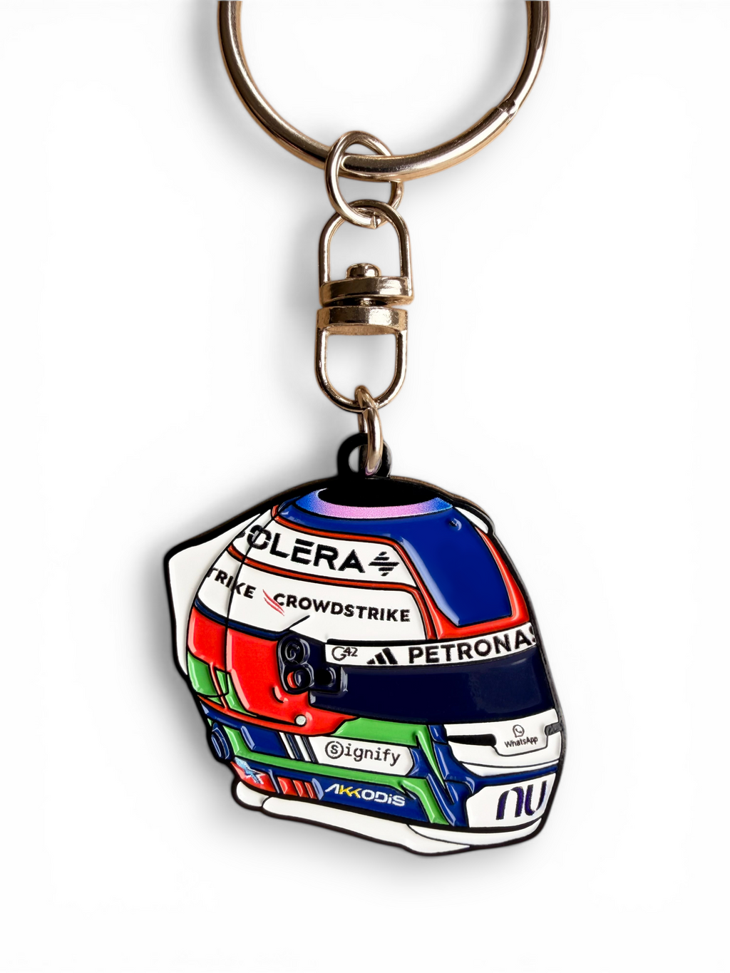 Kimi Antonelli 2026 F1 helmet keyring — angled view