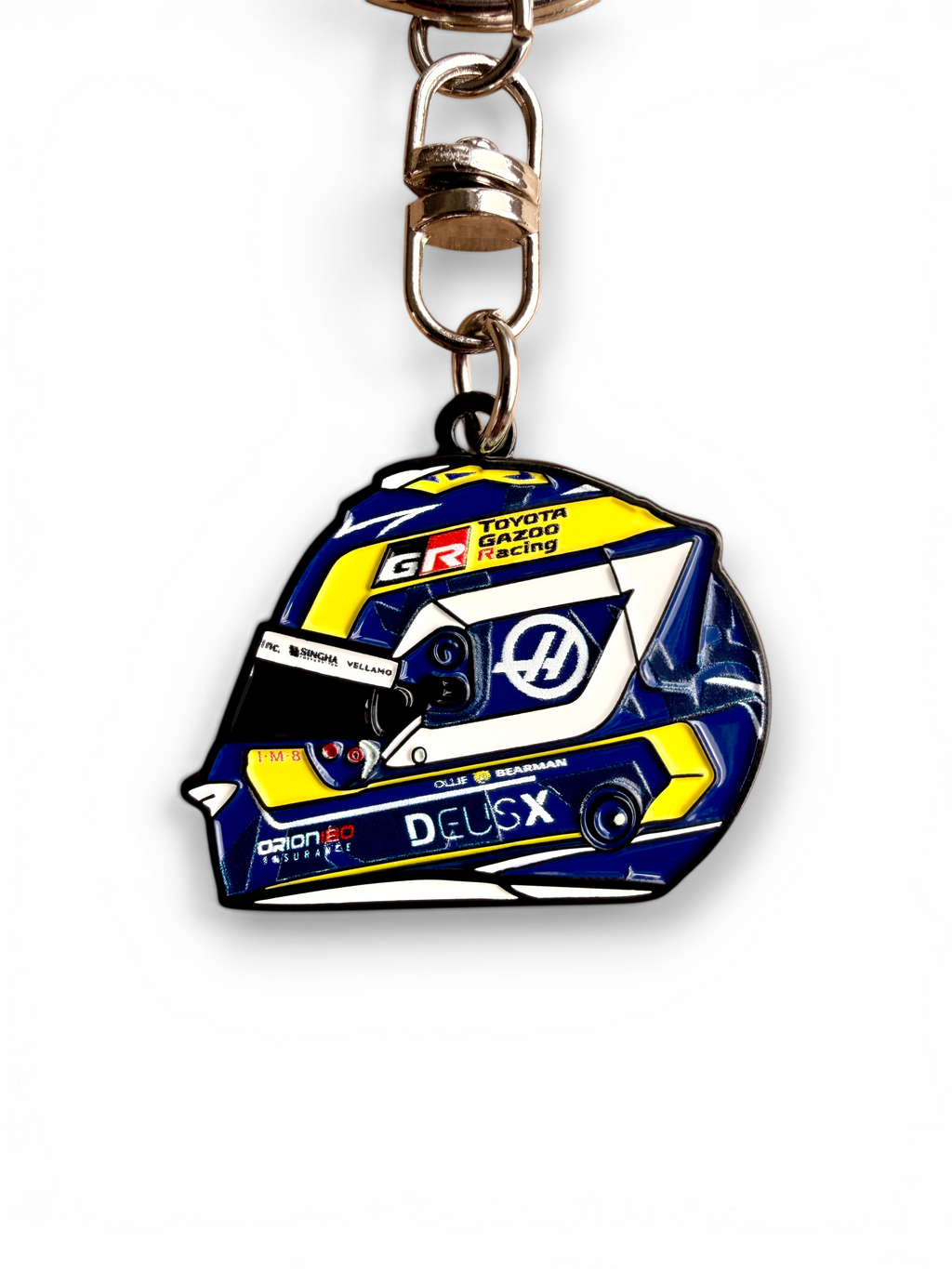 Ollie Bearman 2026 F1 helmet keyring — angled view