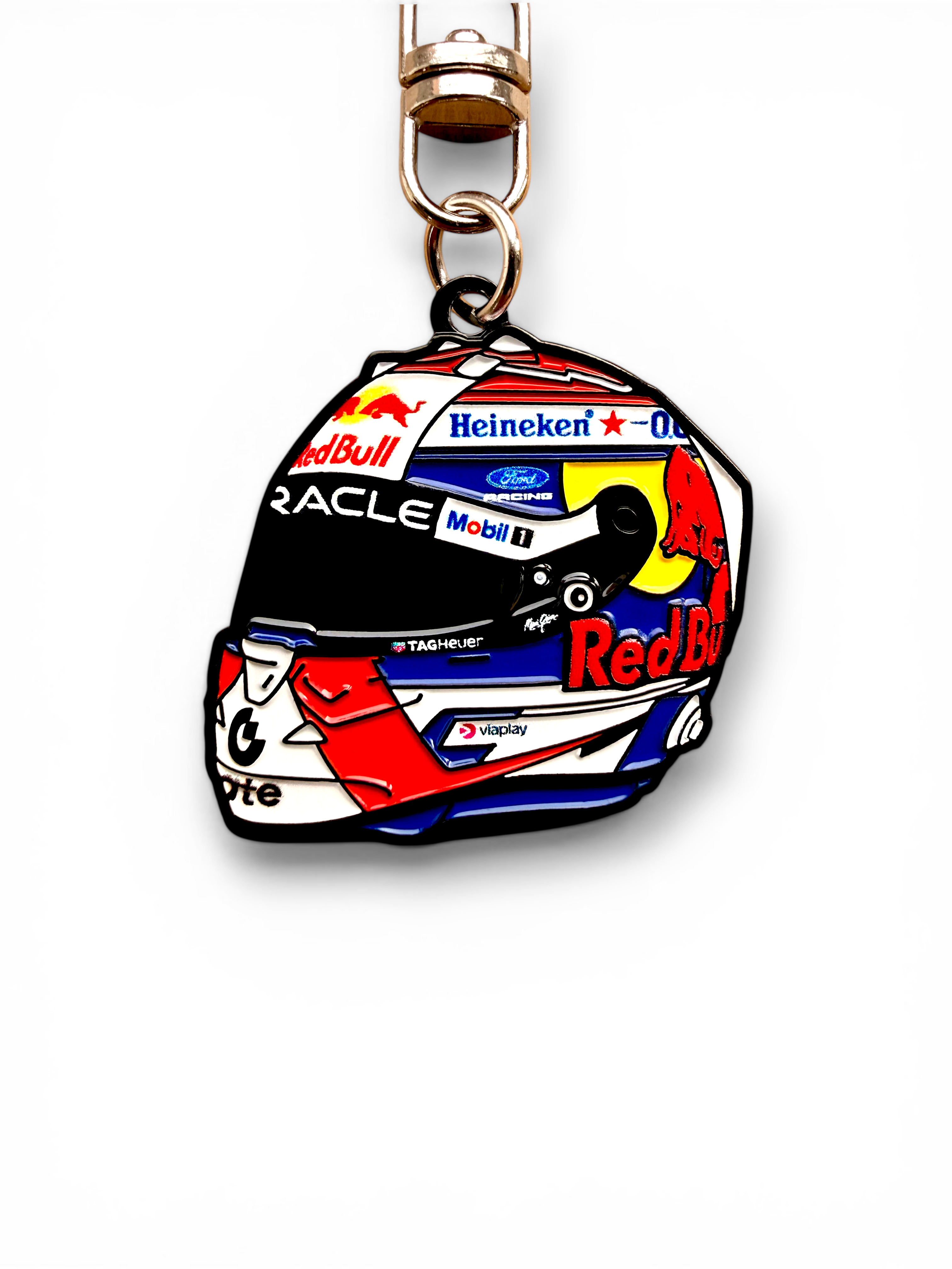 Max Verstappen 2026 F1 helmet keyring — angled view