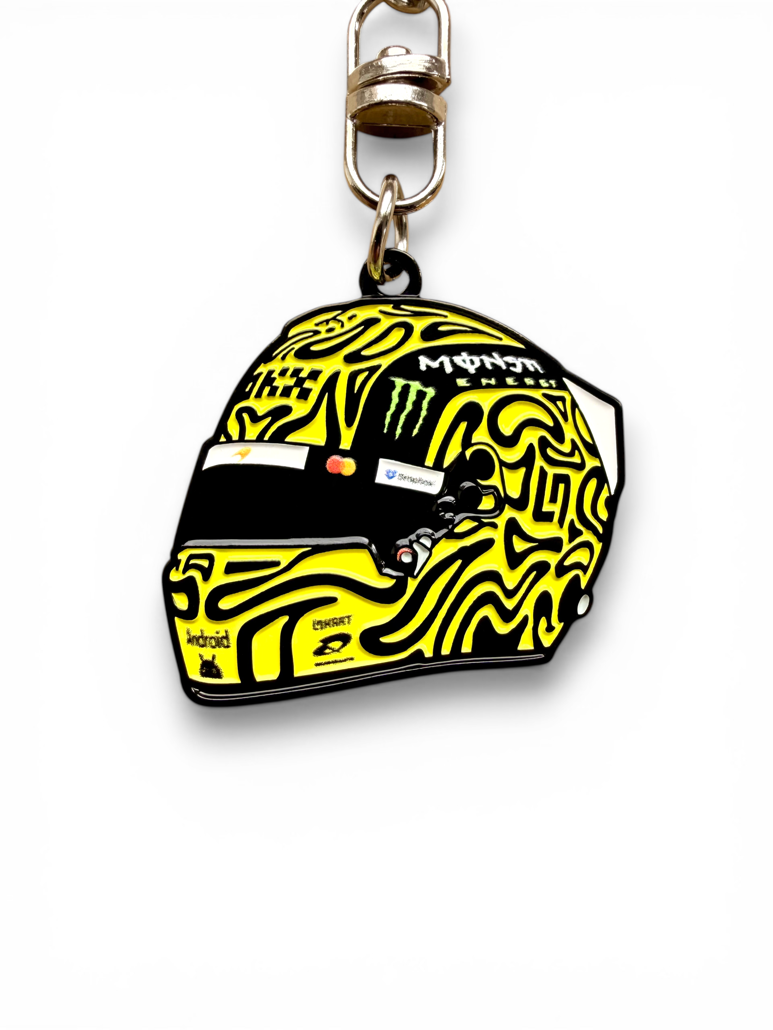 Lando Norris 2026 F1 helmet keyring — angled view