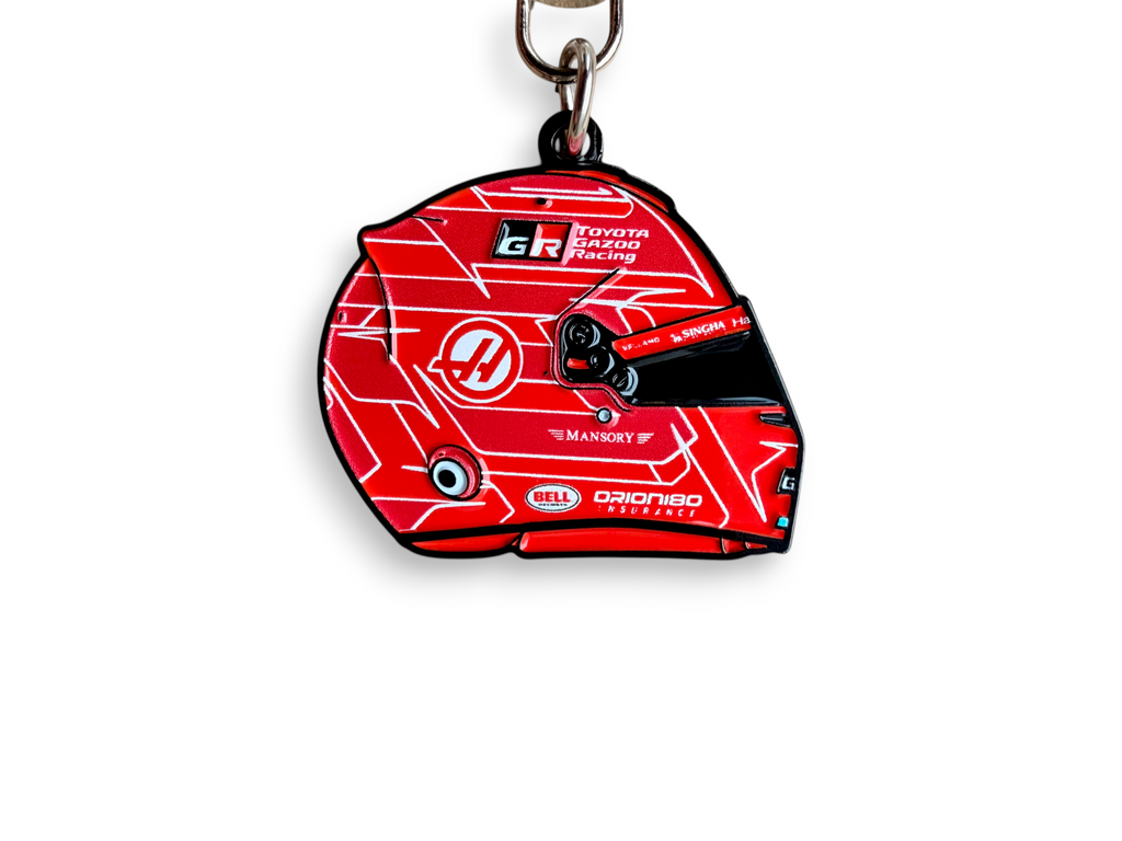 Esteban Ocon 2026 F1 helmet keyring — angled view