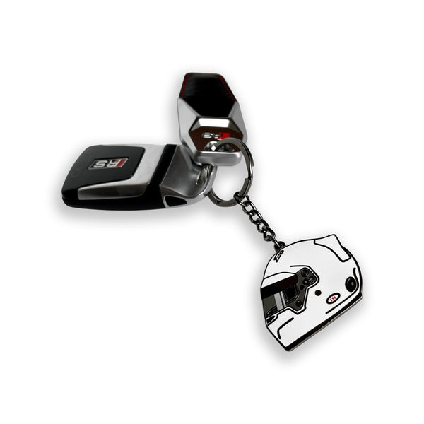 Classic racing helmet hard enamel keyring with black nickel plating
