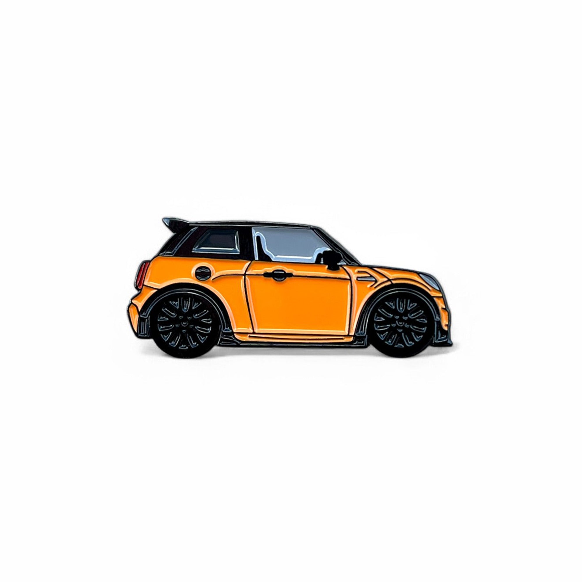 Orange MINI Cooper S JCW hot hatch soft enamel pin badge