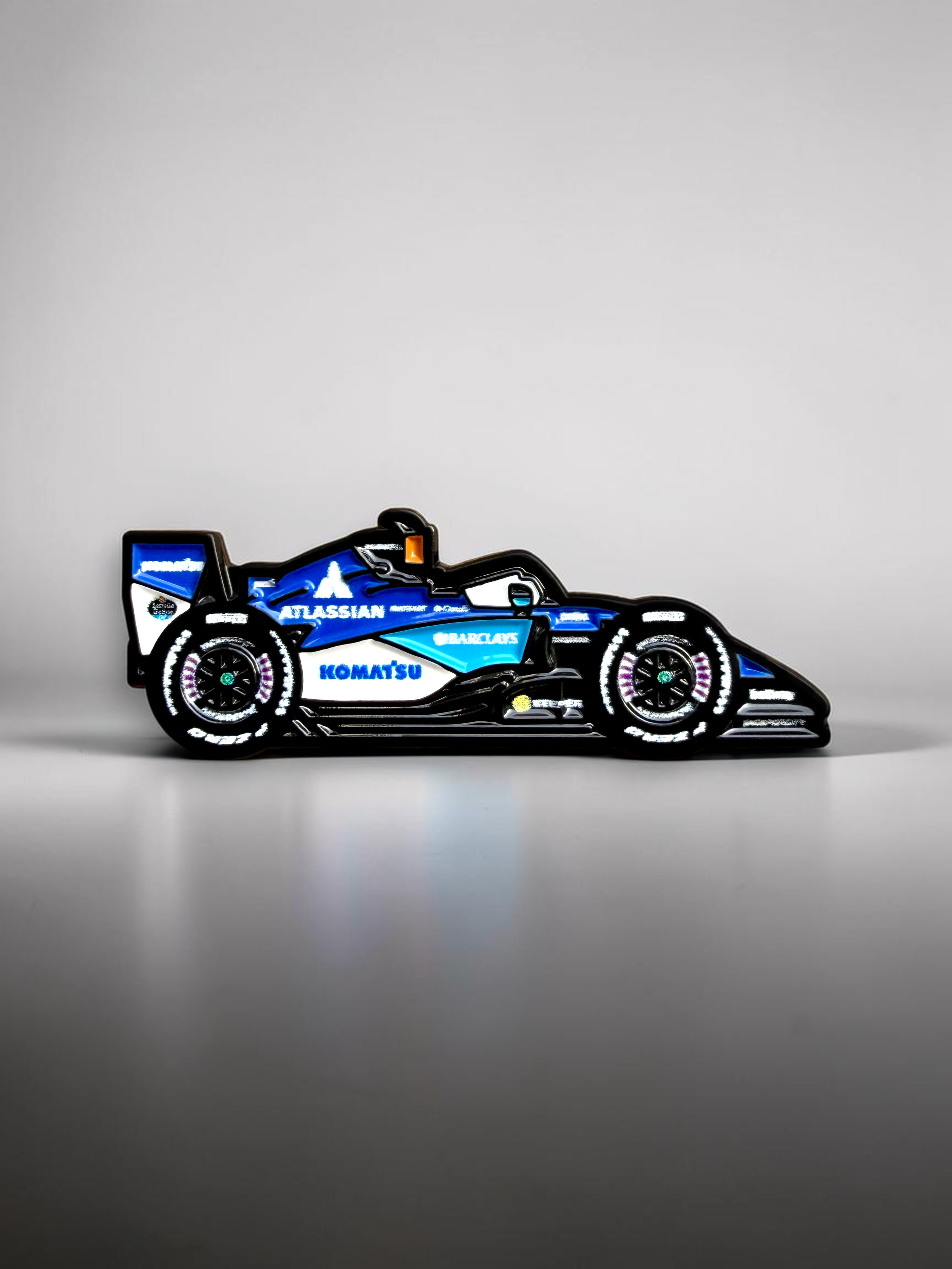Williams FW48 2026 F1 car soft enamel pin — angled view