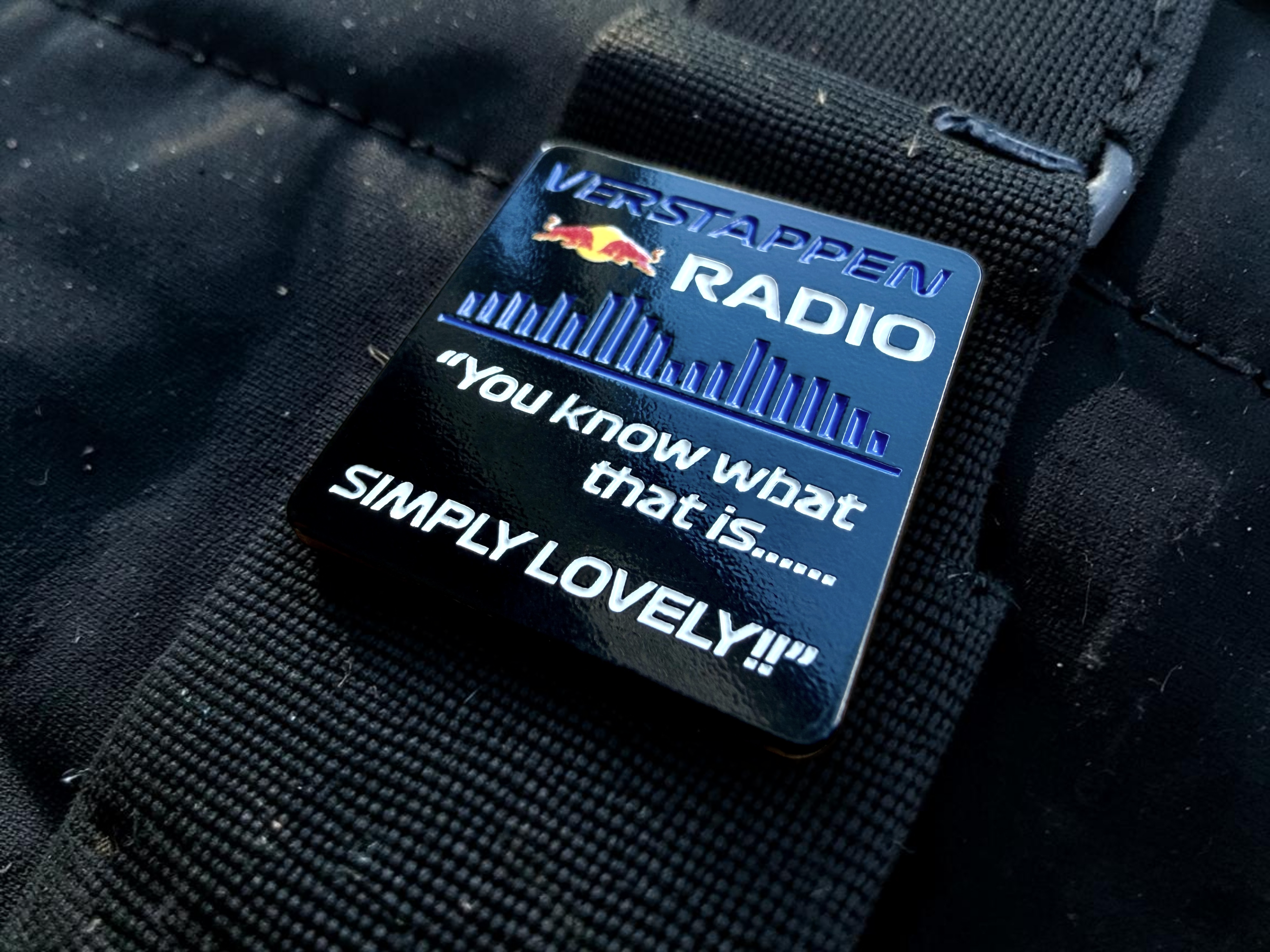 Verstappen Simply Lovely soft enamel pin badge — angled view