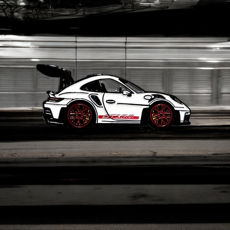 911 GT3 RS 992 soft enamel pin — detail view