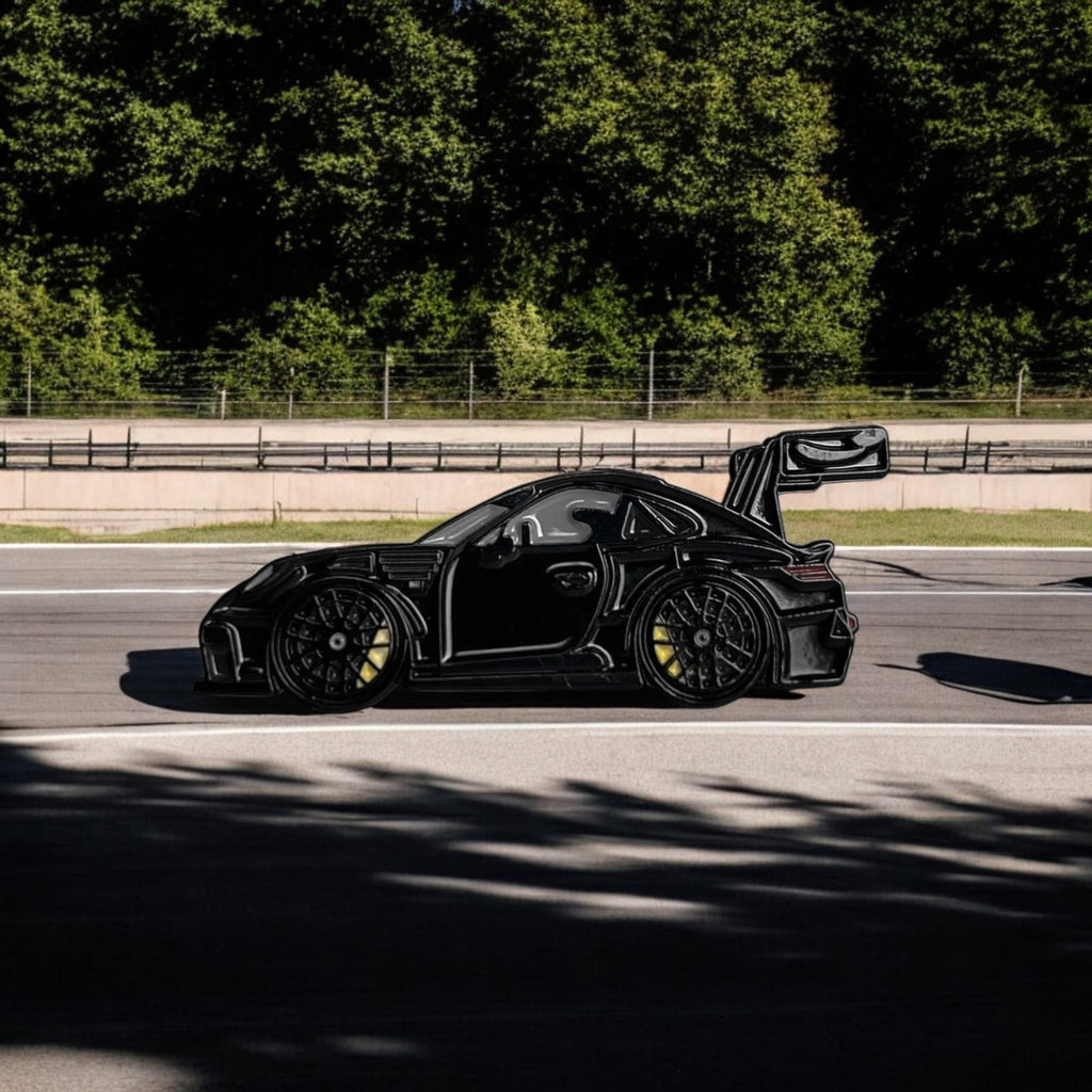 911 GT3 RS 992 prototype soft enamel pin — angled view